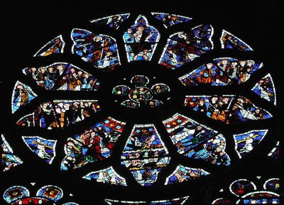 Rose window depicting the Last Judgement by French School